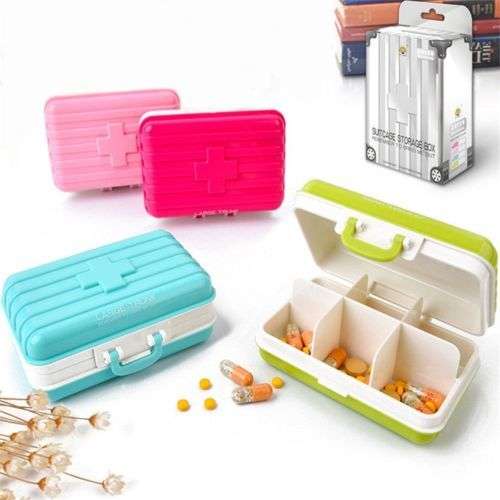 Suitcase Storage Box Travel Medicine Tablet Storage Organizer