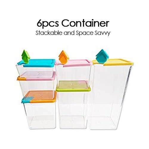 House of Quirk 6 Pcs Stackable & Space-Savvy Pocket Food Storage Box Containers