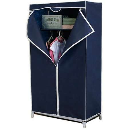 Double Portable & Foldable Canvas Wardrobe With Shelves - Great Storage Unit for Any Place
