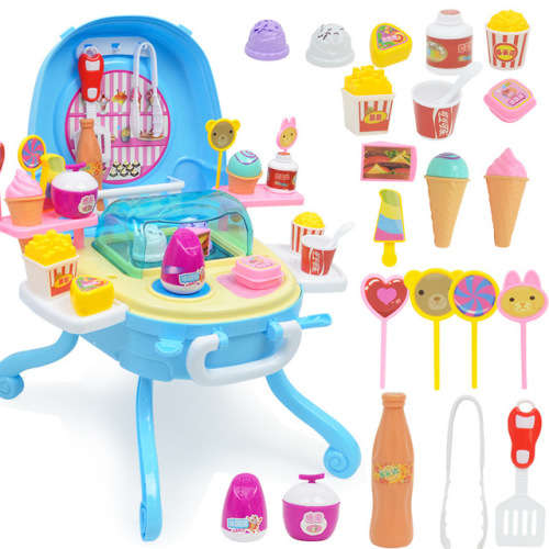 Kid's Pretend Toy Simulated Ice Cream Stand With Light & Music