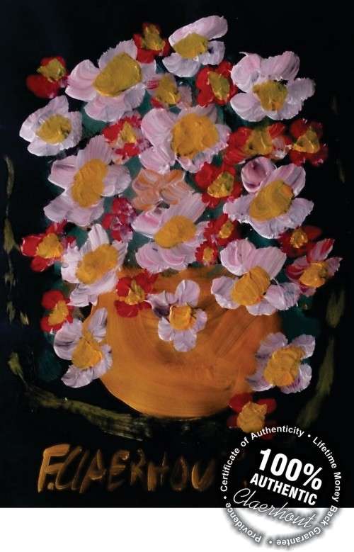 LARGE CLAERHOUT ORIGINAL! Signed & Dated - Flowers - Comes with COA 42cm x 30cm!!! STUNNING!!!