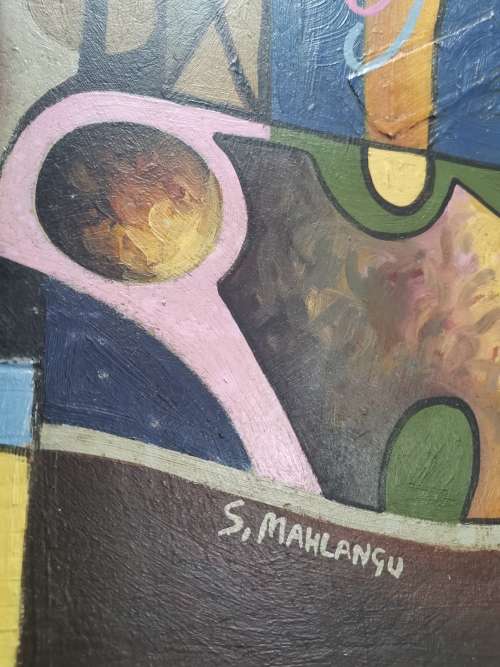 Speelman Mahlangu- rare investment art Oil on board