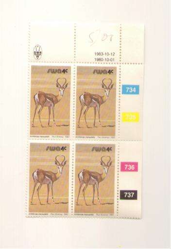 SWA 1980 3RD DEF ISSUE 4C CONTROL BLOCK MINT