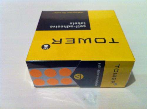 Tower Lumo Florescent Orange Stickers 10mm diameter