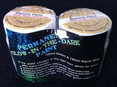 Glow in the Dark Paint (Twin Pack of 100ml Green & 100ml Aqua-Blue)