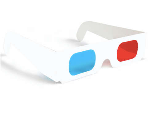 3D Glasses - red and blue - white cardboard