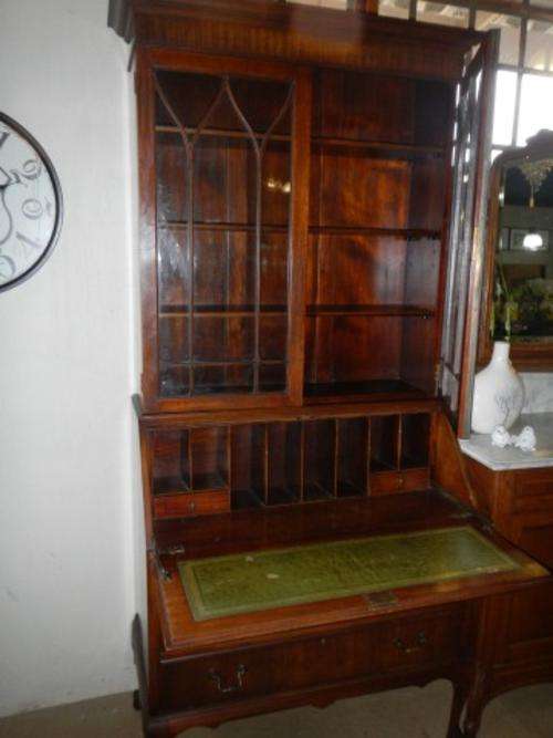 Edwardian Mahogany Bureau Book Case H204 x W100x D50 (dissembles into 2 pieces)
