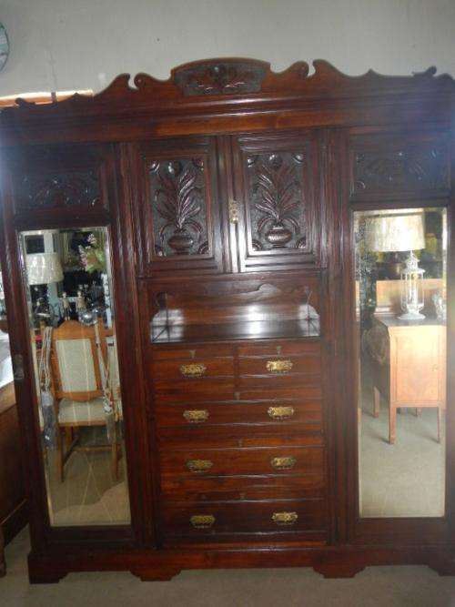 Large Late Victorian Combination Wardrobe L194x W49 x H220cm