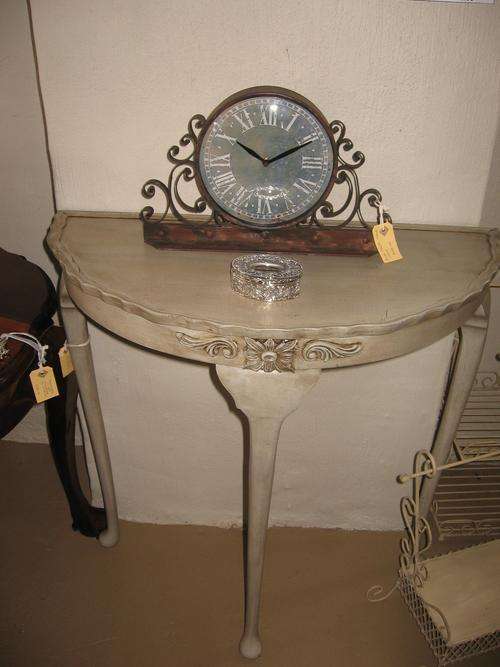 Techniqued half moon table (small in size)