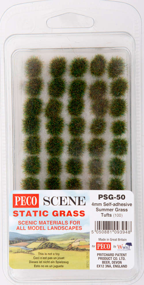 Peco PSG-50 4mm Self-adhesive Summer Grass Tufts (Pack of 100) OO/HO