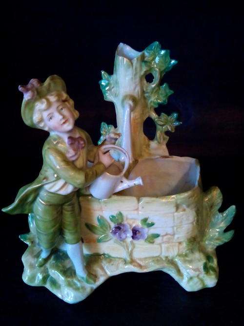 Victorian bisque spill and flower vase