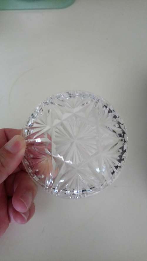 Crystal bon bon dish in case