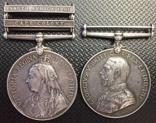 BOER WAR QUEEN'S MEDAL (QSA) +  COLONIAL AUX. LONG SERVICE (BUGLE-MAJOR)