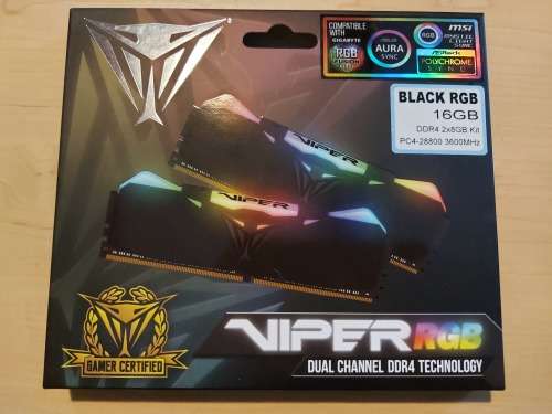 Patriot Viper Black RGB 16Gb DDR4 3600MHz ram