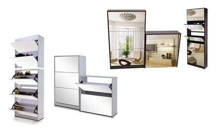 STACKABLE STYLISH MIRRORED 5 LEVELS SHOE CABINET