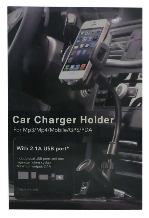 Car Charger Holder With Dual Usb Port & One Cigarette Lighter