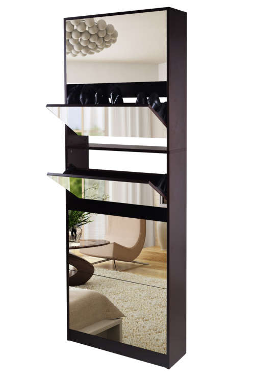STACKABLE STYLISH MIRRORED 5 LEVELS SHOE CABINET