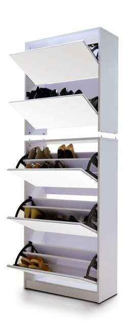 STACKABLE STYLISH MIRRORED 5 LEVELS SHOE CABINET