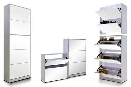 Stackable Stylish Mirrored Shoe Cabinet