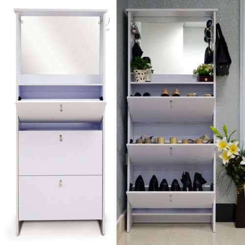 3 Door Shoe Cabinet With  Dressing Mirror
