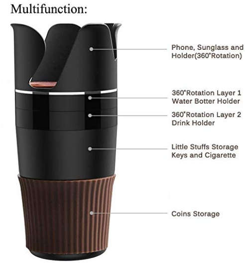 ADJUSTABLE AUTO MULTI CUP HOLDER 5 IN1 HOLDER