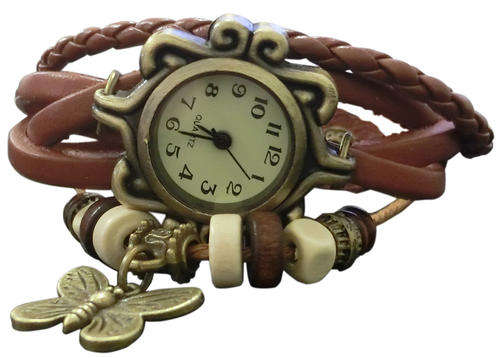 Retro vintage watch with butterfly pendant