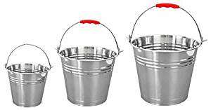 STAINLES STEEL ICE / UTILITY BUCKETS... SET OF 3....Value R 1 650.00....LIMITED STOCK.