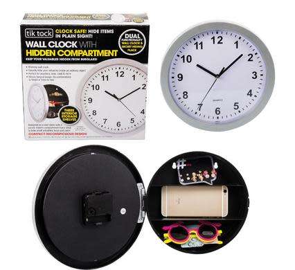"SAFE" WALL CLOCK WITH SECRET COMPARTMENT TO HIDE CASH ,JEWELLERY ETC ...VALUE R 550.00