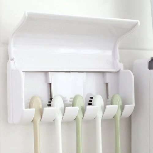 TOOTHPASTE DISPENSER + 5 TOOTHBRUSH HOLDER