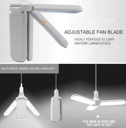 50W 12V DC FOLDABLE FAN LED BULB / LIGHT