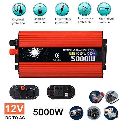 Solar Power Inverter 5000W Continuous /10 000W Peak Power -12V DC to 220V AC