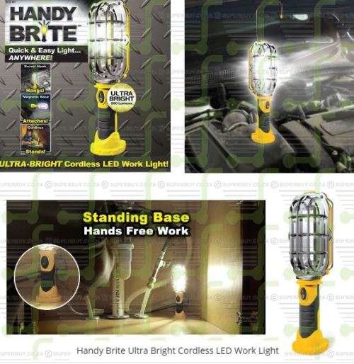 LED 500 LUMENS HANDY "BRITE" WORK LIGHT...THE CORDLESS EASY TO USE ALL PURPOSE LIGHT !!