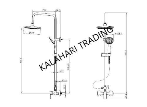 ALL IN ONE STYLISH, MODERN STAINLESS STEEL COMPLETE FIXED SHOWER SYSTEM, HANDHELD SHOWER HEAD & TAP