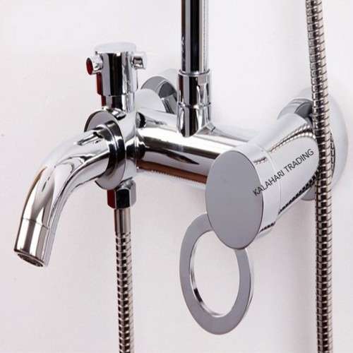 ALL IN ONE STYLISH, MODERN STAINLESS STEEL COMPLETE FIXED SHOWER SYSTEM, HANDHELD SHOWER HEAD & TAP
