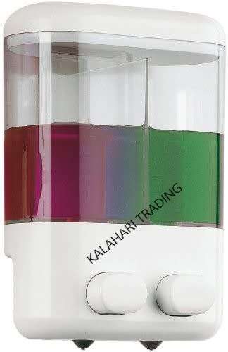 Double bathroom / kitchen liquid soap /body wash /conditioner wall mount dispenser 2 x 500ml