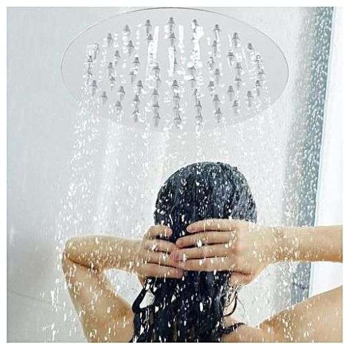 ULTRA MODERN RND SHOWER HEAD AND FITTING/200 x 200 mm /EASY CLEANING NOZZLE / VERY LTD STOCK LEFT !!