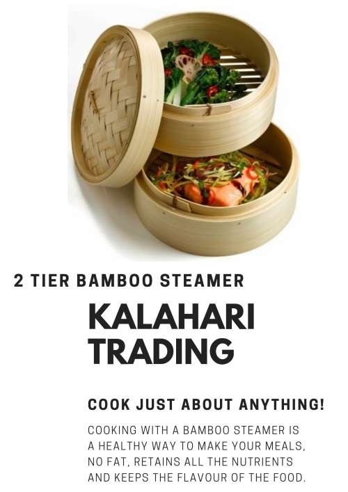 2 TIER BAMBOO STEAMER...FOR USE ON GAS OR ELECTRIC STOVES...