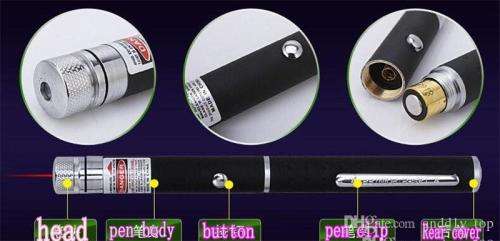 HIGH POWER GREEN LASER POINTER...5 INTERCHANGEABLE HEADS...DURABLE QUALITY !