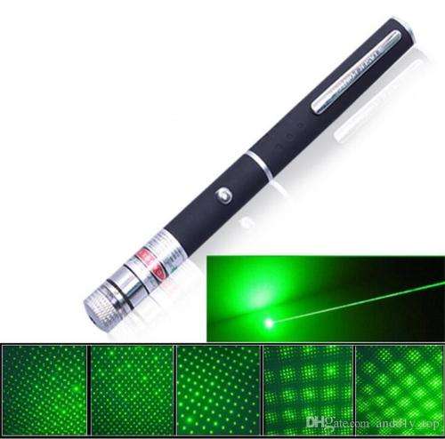 HIGH POWER GREEN LASER POINTER...5 INTERCHANGEABLE HEADS...DURABLE QUALITY !
