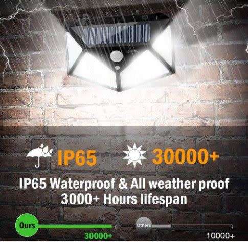 100 LED Solar Wall Lamp / 600 LM / WALKWAY LIGHTS / GARDEN LIGHTS / CAMPING LIGHTS