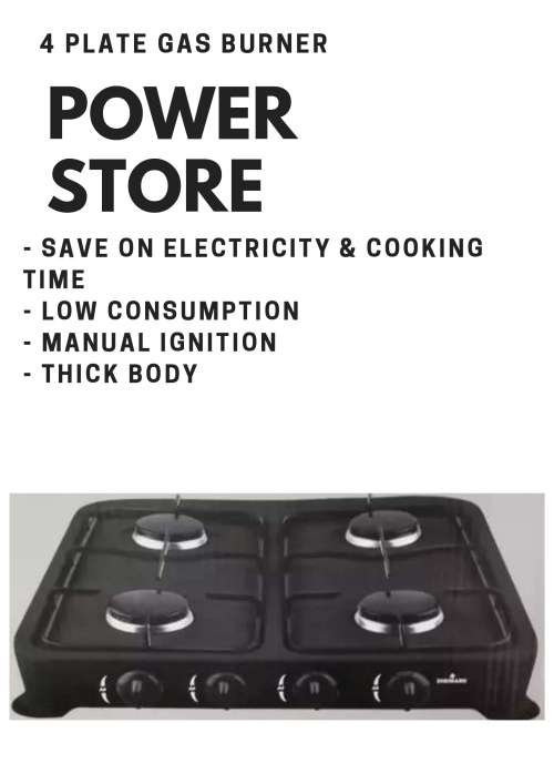 GAS HOB - DIGIMARK 4 BURNER GAS TABLE TOP STOVE - HARD WEARING ENAMEL BODY