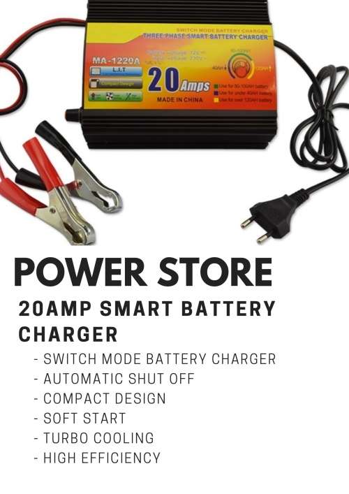 20A-12V SMART 4 PHASE INTELLIGENT BATTERY CHARGER -AUTO SHUT OFF - IDEAL FOR BATTERIES 80AH TO 300AH