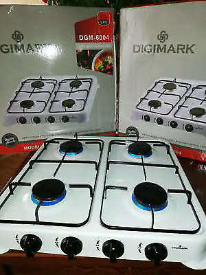 GAS HOB - DIGIMARK 4 BURNER GAS TABLE TOP STOVE - HARD WEARING ENAMEL BODY