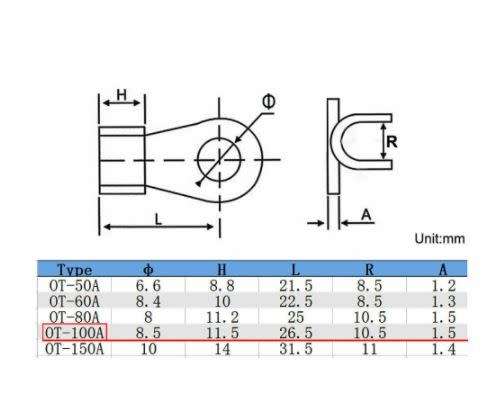 Battery Terminal - Copper 100A Battery Cable Connectors - Set of 2