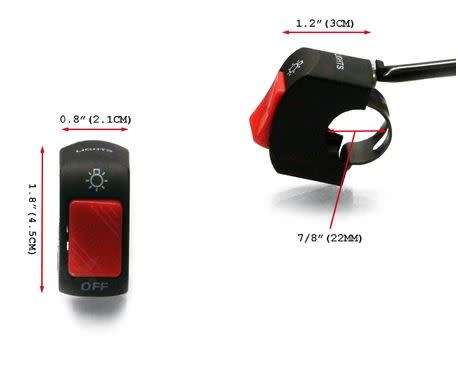 MOTORCYCLE UNIVERSAL HANDLEBAR ON /OFF LIGHT SWITCH - EASY FITMENT ON STD BARS UP TO 22MM