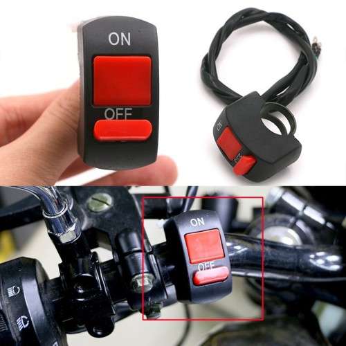 MOTORCYCLE UNIVERSAL HANDLEBAR ON/OFF SWITCH - FITS STD HANDLEBARS UP TO 22MM - 10A CURRENT