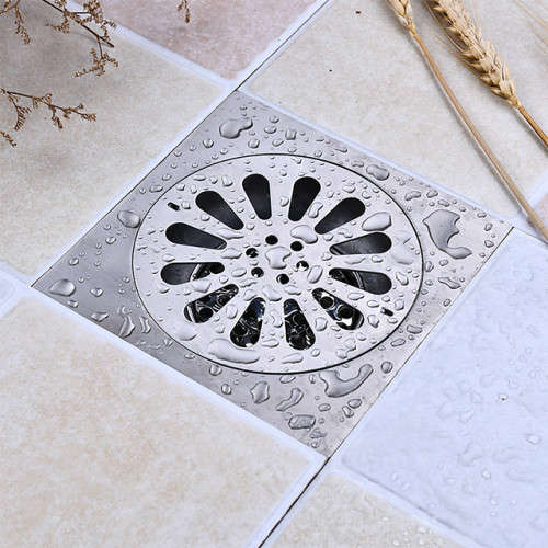 Floor Drain Trap with Removable Cover,Stainless Steel Shower Drain with Drainage Guards,100mmX100mm