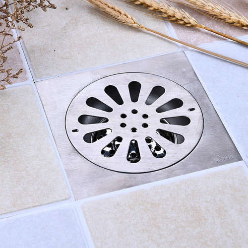 Floor Drain Trap with Removable Cover,Stainless Steel Shower Drain with Drainage Guards,100mmX100mm