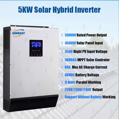 5000W/5KW 48V PARALLEL HYBRID PURE SINE WAVE MPPT POWER INVERTER-80A CHARGE CONTROLLER & 75A CHARGER