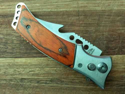 NEW STAINLESS STEEL FOLDING KNIFE WITH POUCH-210 MM WHEN OPENED-100 MM BLADE-SAFETY LATCH !